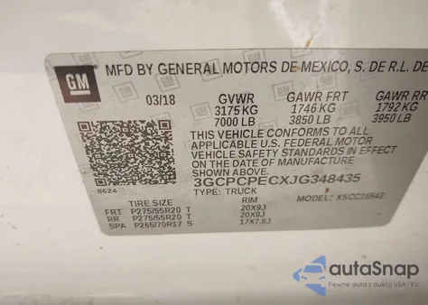 2018 Chevrolet Silverado 1500 Custom из США, поврежденный, VIN 3GCPCPECXJG348435